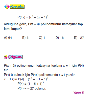 katsayılar toplamı nasıl bulunur