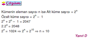 alt küme toplam formülü