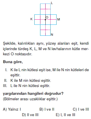 Ağırlık merkezi çözümlü test 2001