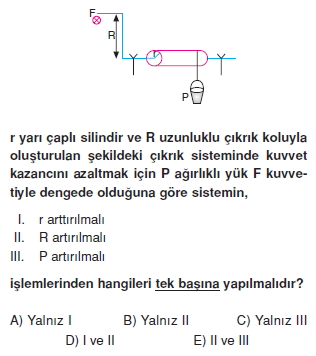 Basit Makinalar çözümlü test 1006