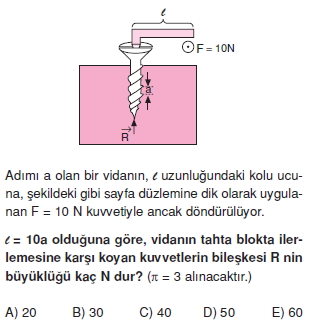 Basit Makinalar çözümlü test 1009