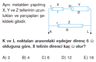 Elektrik Akımı çözümlü test 1004