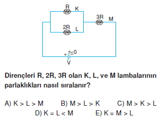 Elektrik Akımı çözümlü test 1006