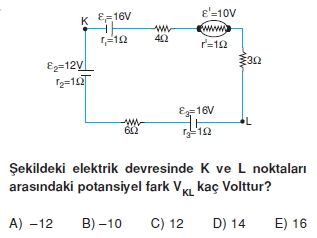 Elektrik Akımı çözümlü test 1011