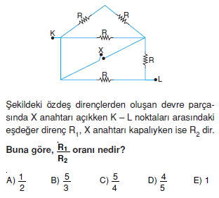 Elektrik Akımı çözümlü test 2002