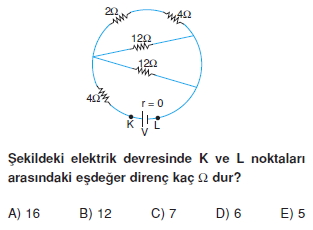 Elektrik Akımı çözümlü test 2004