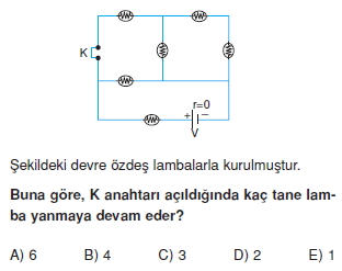 Elektrik Akımı çözümlü test 2006