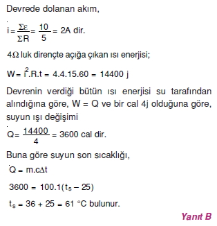 Elektrik Akımı çözümlü test 2007