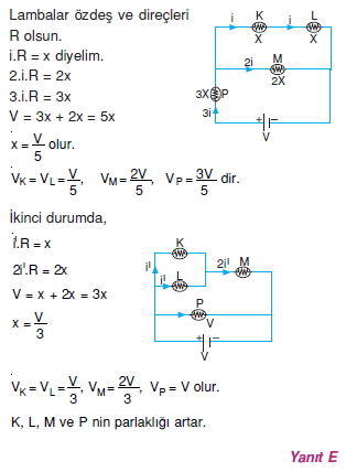 Elektrik Akımı çözümlü test 2008