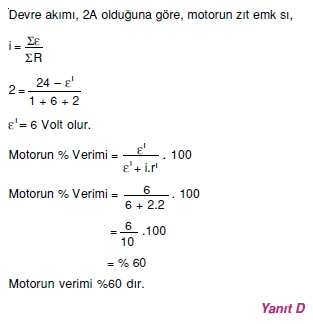 Elektrik Akımı çözümlü test 2010