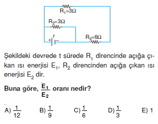 Elektrik Akımı çözümlü test 2010