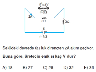 Elektrik Akımı çözümlü test 2011