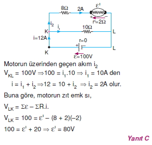 Elektrik Akımı çözümlü test 2012