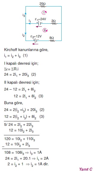 Elektrik Akımı çözümlü test 2013