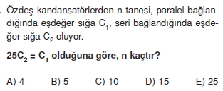 Elektriksel Alan ve Kondansatör test 1012