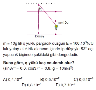 Elektriksel Alan ve Kondansatör çözümlü test 1002