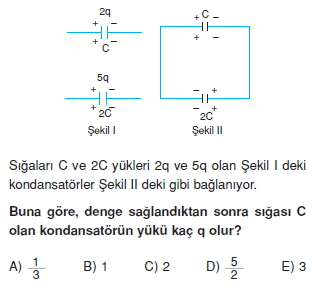 Elektriksel Alan ve Kondansatör çözümlü test 2011