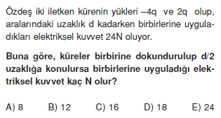 Elektrostatik çözümlü test 2001