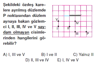 Işık Bilgisi çözümlü test 2002