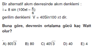 İndüksiyon ve Alternatif Akım test 3009