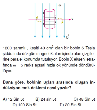 ‹ndüksiyon ve Alternatif Akım çözümlü test 1002