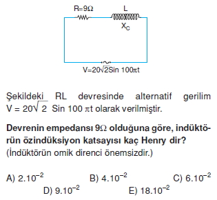 ‹ndüksiyon ve Alternatif Akım çözümlü test 1007