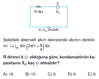 ‹ndüksiyon ve Alternatif Akım çözümlü test 1008