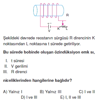 ‹ndüksiyon ve Alternatif Akım çözümlü test 2002