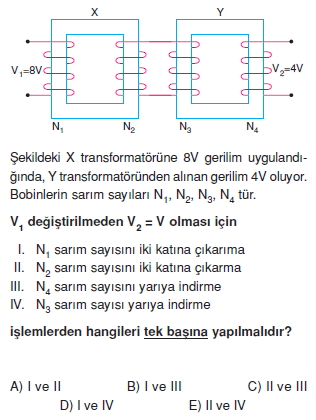 ‹ndüksiyon ve Alternatif Akım çözümlü test 2004