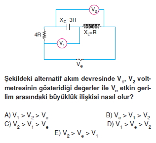 ‹ndüksiyon ve Alternatif Akım çözümlü test 2005