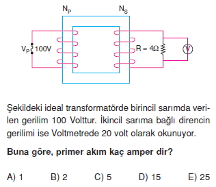 ‹ndüksiyon ve Alternatif Akım çözümlü test 2007