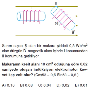 ‹ndüksiyon ve Alternatif Akım çözümlü test 2009