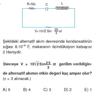 ‹ndüksiyon ve Alternatif Akım çözümlü test 2010