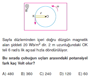 ‹ndüksiyon ve Alternatif Akım çözümlü test 2011