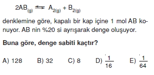 Kimyasal Tepkimelerde Denge Cozumlu Test 1 Bilgicik Com Bilgicik Com