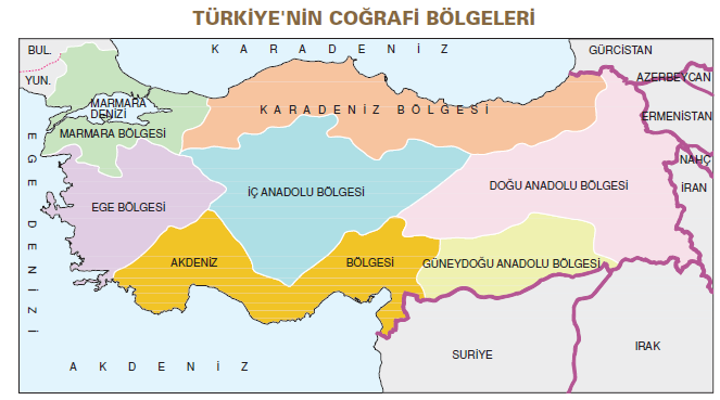 Türkiye'de Coğrafi Bölgeler | Bilgicik.Com
